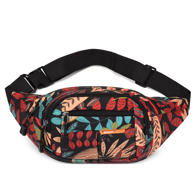 Sac Banane Motifs Tropicales Rouge Bleu