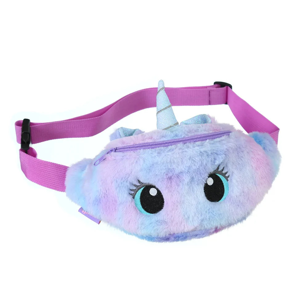 Sac Banane Licorne en Fourrure Bleu Violet