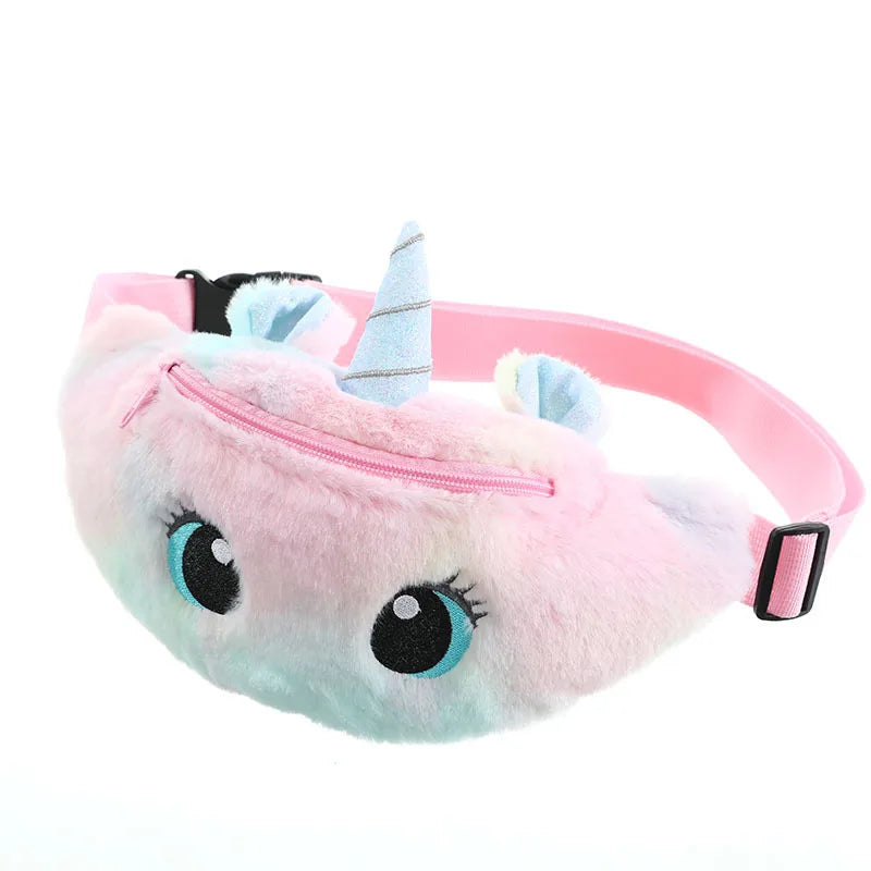 Sac Banane Licorne en Fourrure Bleu Rose