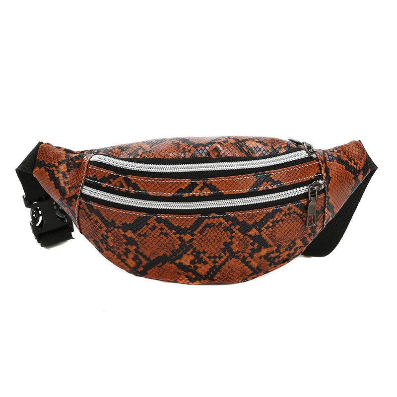 Sacs Banane Motifs peau de Serpent Marron